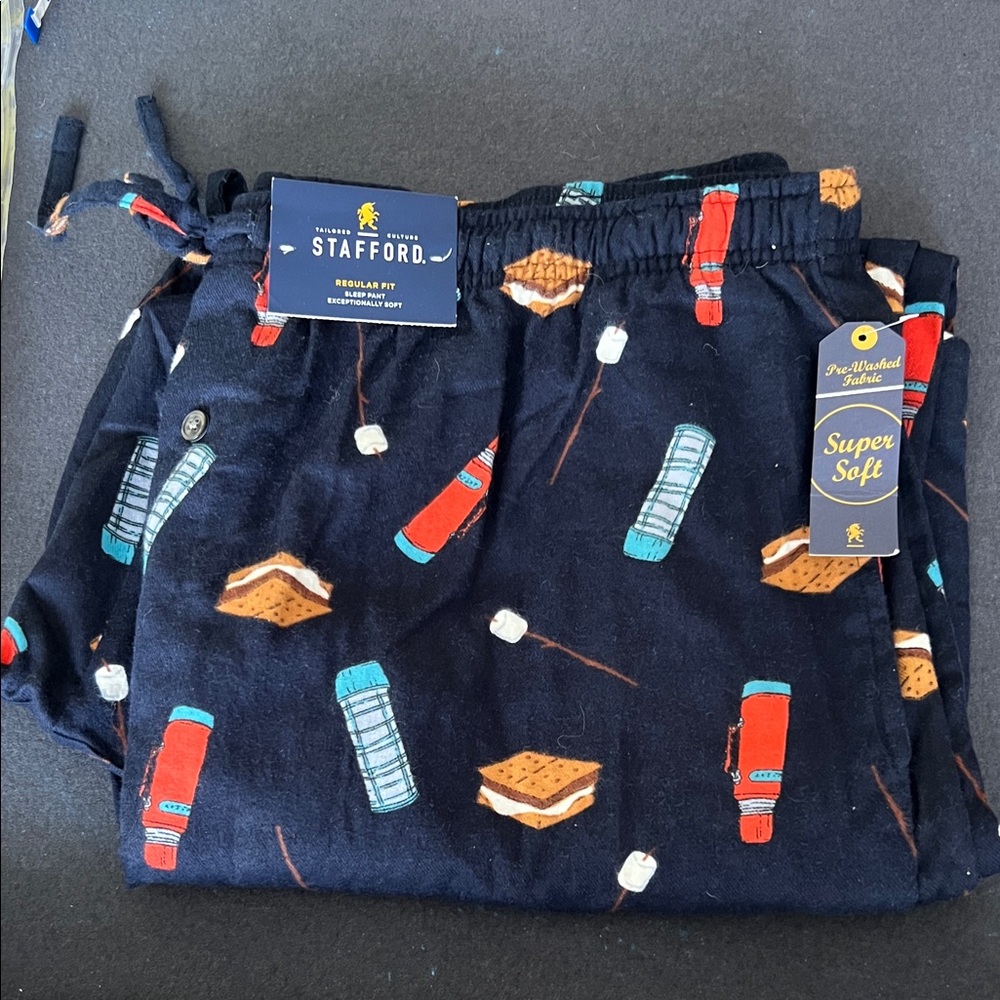 Blue Pajama Bottoms with Campfire Print SMORES super soft! Size XL #B-9
